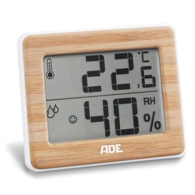 ADE WS1702 Thermo-Hygrometer made of ABS plastic and Real Bamboo. Precise