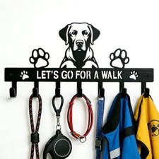 Zckjnoi Key Holder Wall Mount, Dog Leash Holder with 7 Hooks, Metal Labrador