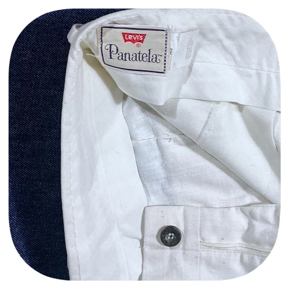 Calça masculina vintage anos 70 laranja aba branca Levi’s Panatela bootcut algodão 36 X 30 - Imagem 3 de 4