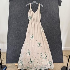 Show Me Your MuMu Kendall Dress Women's Small Beige Floral Chiffon Maxi Sundress