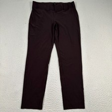 Eileen Fisher Pants Women Large Washable Stretch Crepe Slim Straight Brown USA