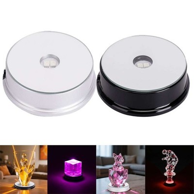 3'' LED Light Color Changing Glass Crystal Display Base Stand Decoration Art US
