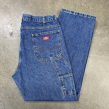 Dickies Carpenter Jeans Men  s 38x32 Blue Denim Workwear Y2K Relaxed Fit Utility