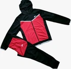 New Nike Tech Cotton Sweat Suit Slim Fit Hoodie & Joggers Men's Black/Red Large.