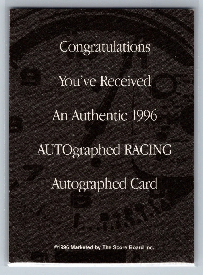 1996 Score Board Auto Racing Robin Pemberton Red Auto - Image 2 of 2