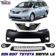 Front Bumper Cover Primed Grille Assembly Kit For 2011-2017 Toyota Sienna Le