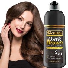Dark Brown Hair Color Dye Shampoo, 400ml - 100 Grey Coverage in Minutes, Amm...