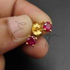 4MM Round Cut Simulated Pink Ruby Stud Earrings 14K Yellow Gold Plated #41 — photo 1