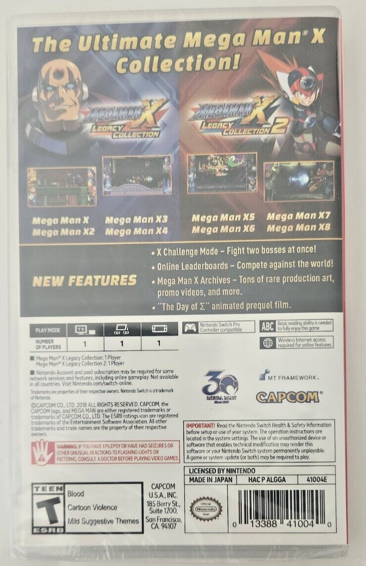 Mega Man X 1 + 2 + Zero/ZX Legacy Collection Switch Brand New Game