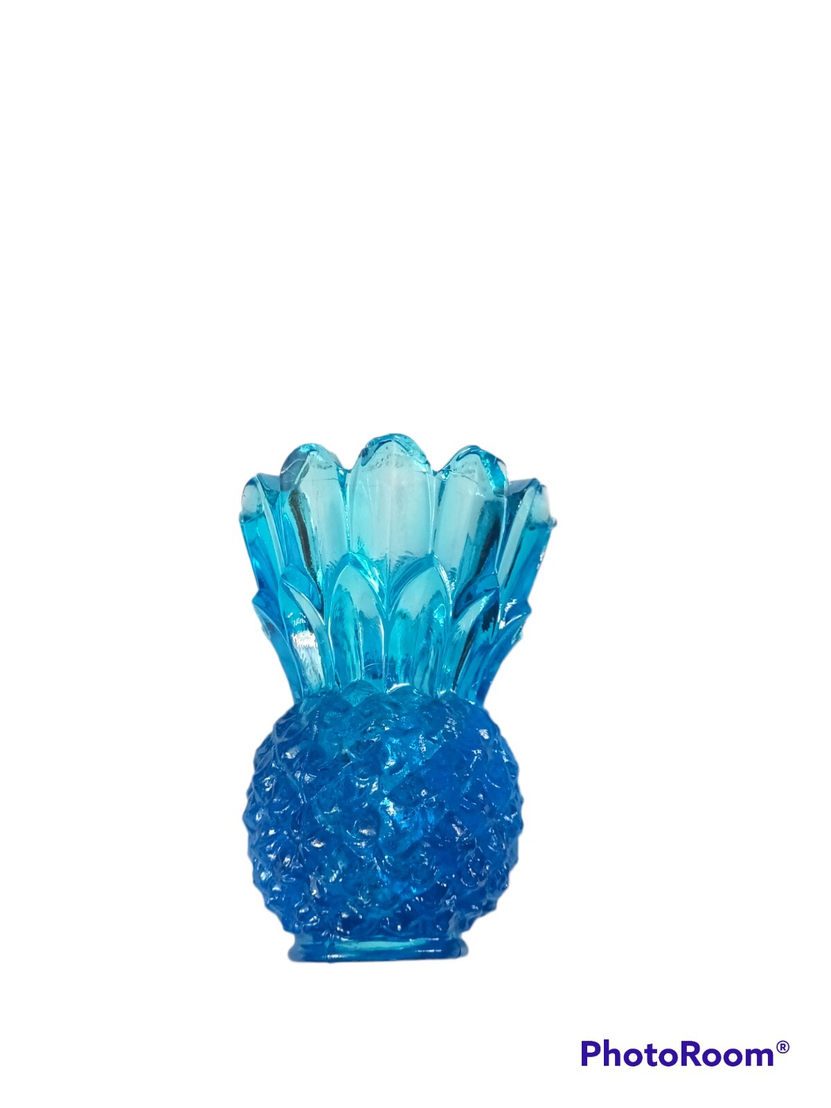 EUC Vintage Mid Century Modern 4in Aqua Glass Pineapple Candle Holder