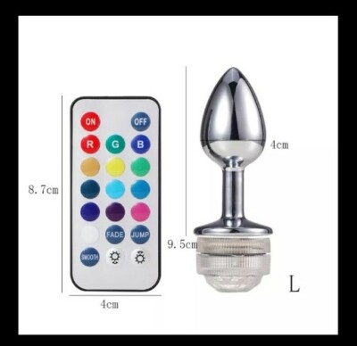 Plug Anal Lumineux LED Multicolore - Télécommande, Vibrations, Silicone Noir, Pour Couple