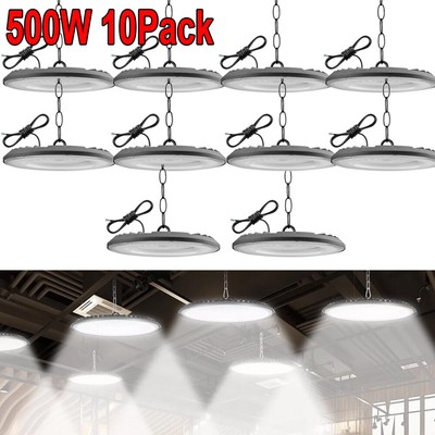 10Pack 500W UFO Led High Bay Light Commercial Industrial Warehouse Garage Light 