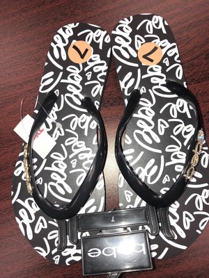 bebe flip flops rhinestone