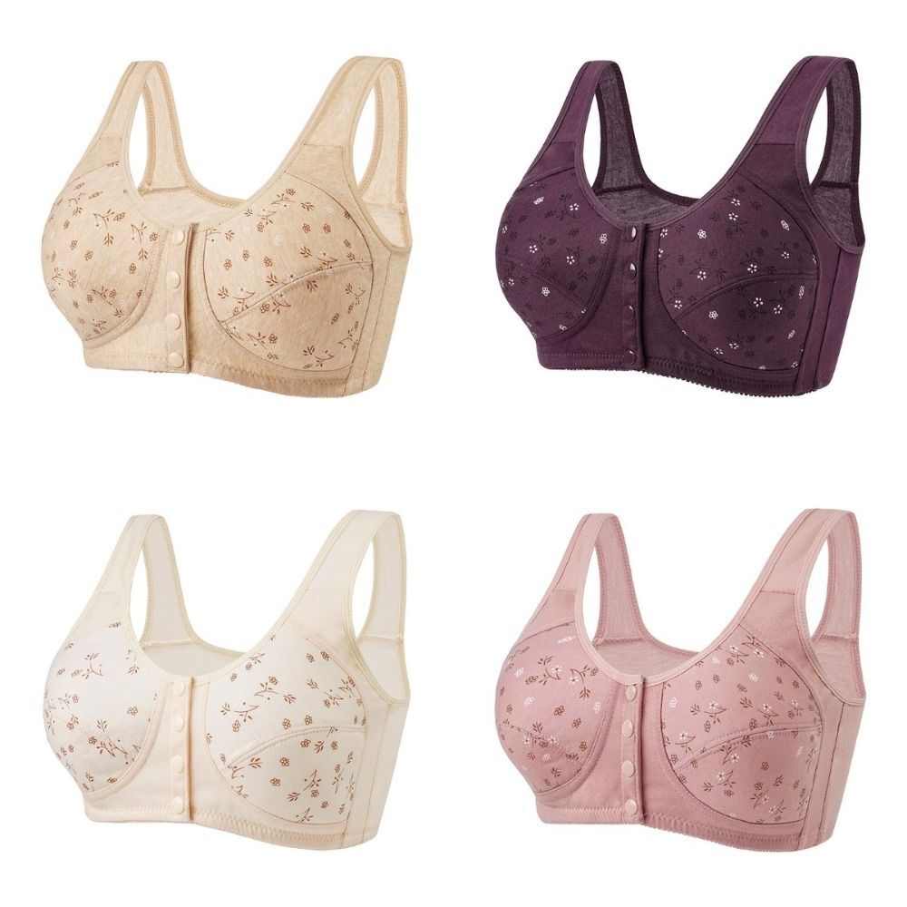 Daisy Bras for Older Women,Front Close Button Cotton Bras,Full