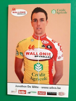 CYCLING cycling card JONATHAN DE WITTE team WALLONIA BRUSSELS 2012