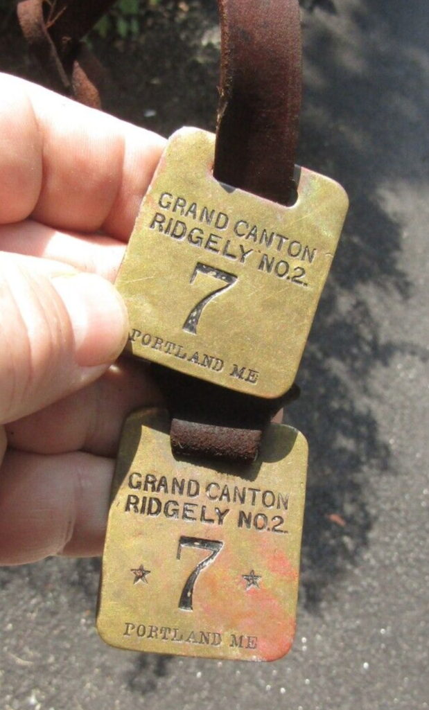 IOOF Grand Lodge Canton Ridgely 2 Portland Maine Brass watch key fob