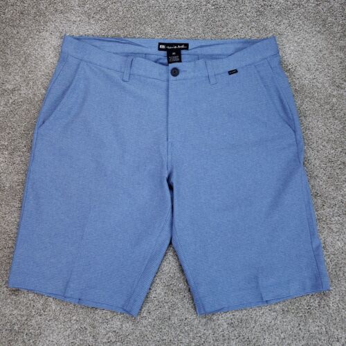 Travis Mathew Shorts Mens 35 Blue Stripe Beck Performance Chino Short 11"
