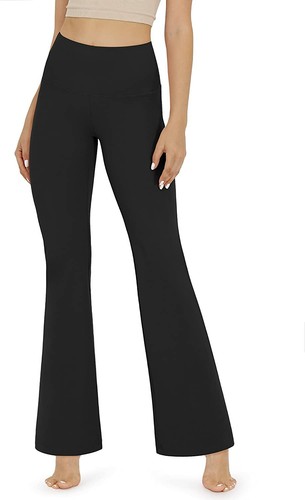 Women Bootcut Yoga Pants Tummy Control Non See Through Bootleg Fashion Pants  US | eBay