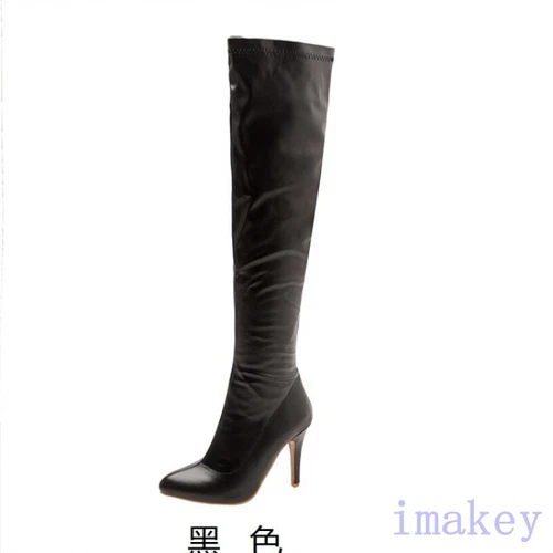 Damen Overknee Stiefel High Heel Spitz zulaufend Reißverschluss Schuhe Sexy Pump - Bild 22 von 29
