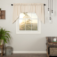 New Primitive Farmhouse Chic SIMPLE FLAX GRAIN SACK CAFE SWAGS Curtains CREAM