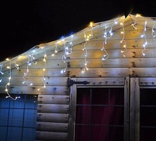 Image of 200 LED Christmas Icicle Snowing Chaser Xmas Lights Timer, Memory Indoor/Outdoor
