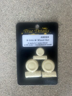True Details 48024 B-24 A-M Wheel Set 2 Main 1 Nose Checkerboard Tread 1:48