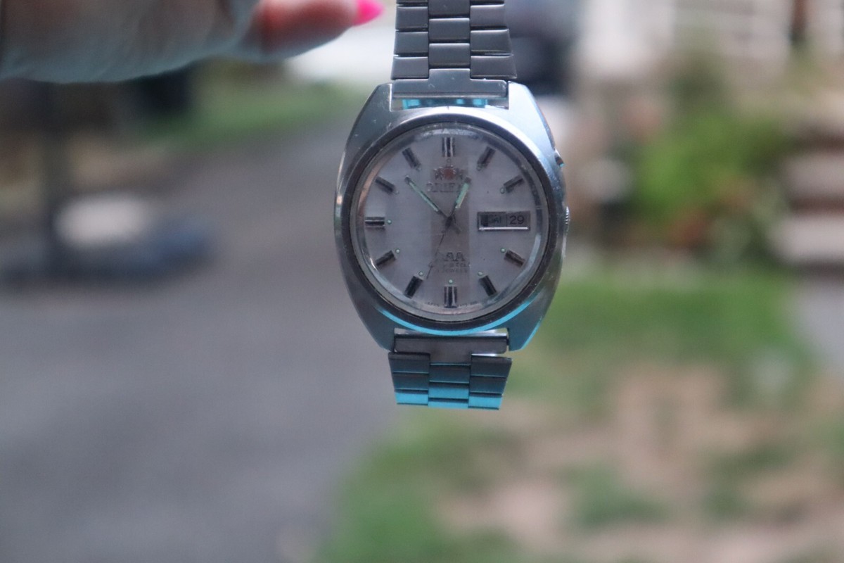Orient 61174 RARE Vintage Automatic Silver Dial gents Facet
