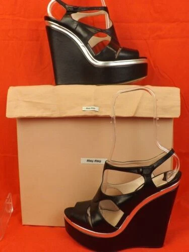 Полосатые женские туфли на каблуке MIU MIU