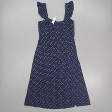 Loft Women's Midi Dress Size 10 Blue White Polka Dots Ruffled Straps NWT