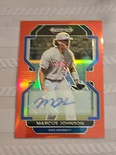 2022 Prizm Marcus Johnson Draft Picks Baseball Base AUTO Red #PDP112 /50