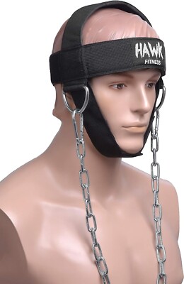 Hawk Sports Neck Harness w/Adjustable Neck Strap & 30'' Steel Chain - Black