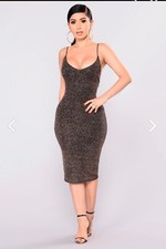 NWT Fashion nova I Glitterally Cant Dress Black/Rose Gold Xs