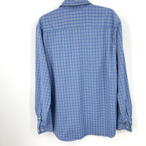 Camisa LL Bean Hombres Talla XL Top Con Botones Azul Cuadros A Cuadros Nylon Elástico - Imagen 6 de 7