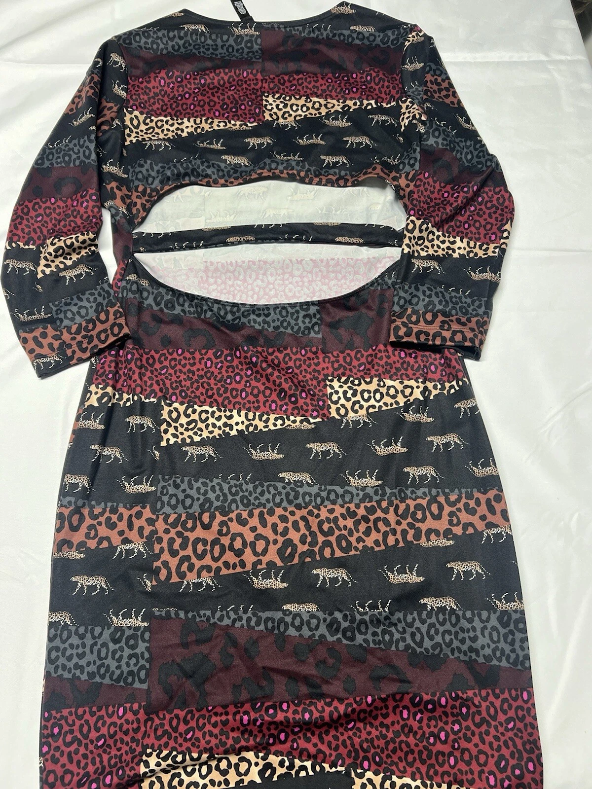 UNDERCOVER Abito sportivo Victorias secret stampa animalier schiena aperta manica 3 4 taglia S P