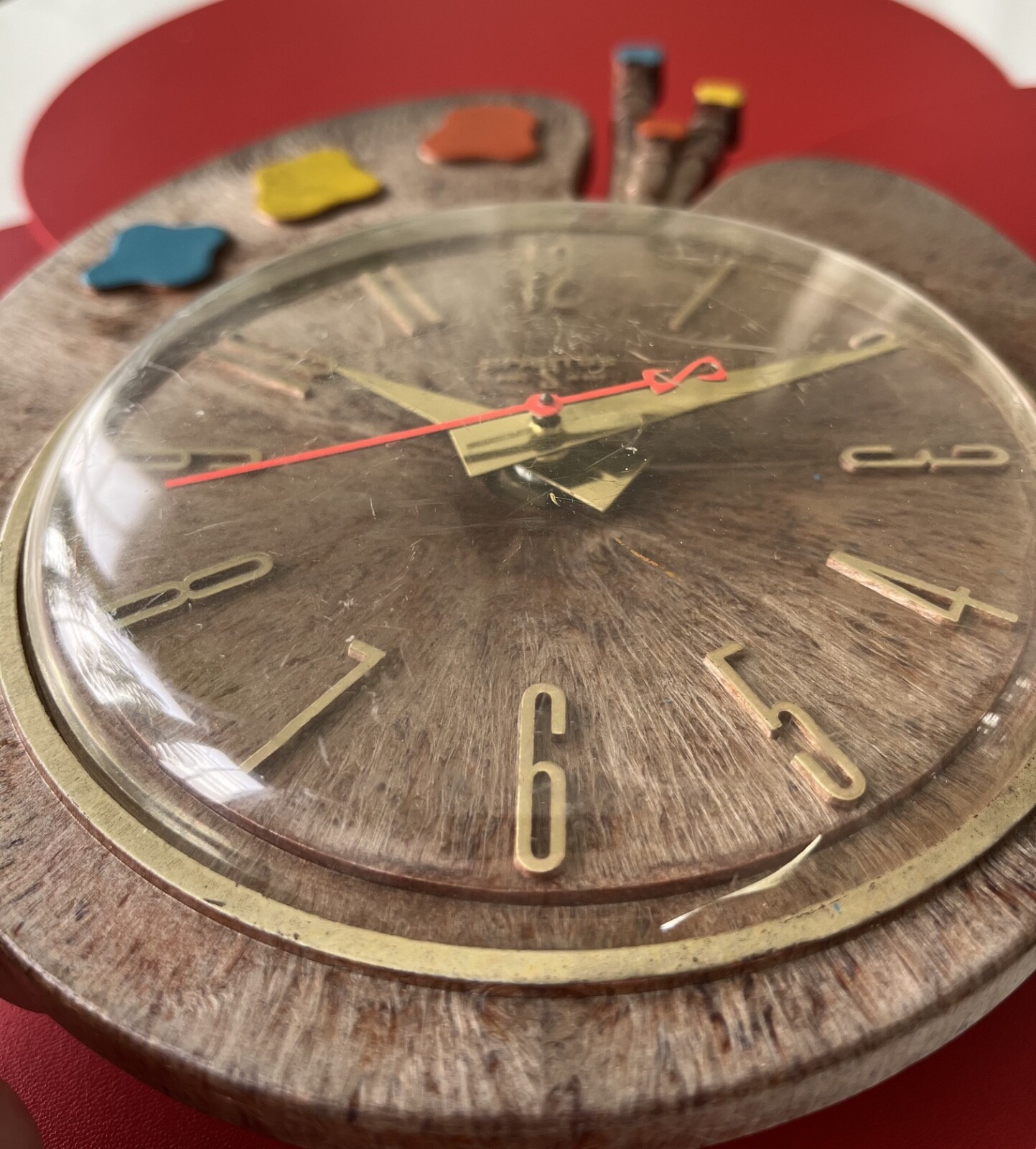 Vintage Spartus Wall Clock Movie Prop - Artist Palette Midcentury 60s - UNTESTED