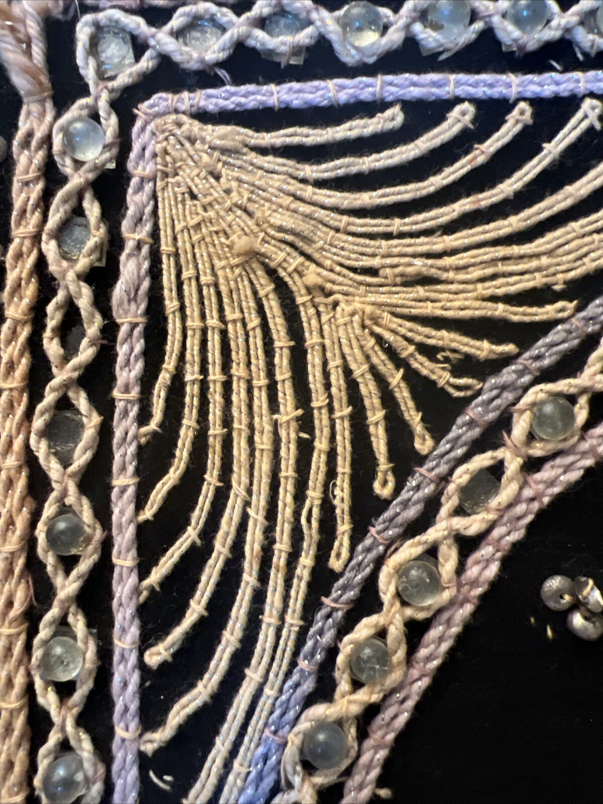 VTG Kalaga Tapestry Hand Embroidered Burmese Elephant & Warrior Mtd Framed 24x24