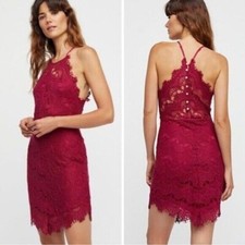 Free People Intimately She's Got It Slip Dress Size XS Pink Lace Button Back