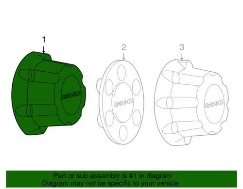 Genuine GM 199-2008 GMC Yukon Button Style Center Cap Crest Wreath Logo 15067579 - Image 2 of 2