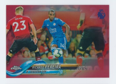 2018-19 Ricardo Pereira Topps Chrome Red Refractor Leicester City Card 2/10