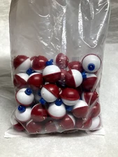 .75" inch 19mm - RED & WHITE - ROUND Fishing Bobbers Floats - USA MADE - 50/bag