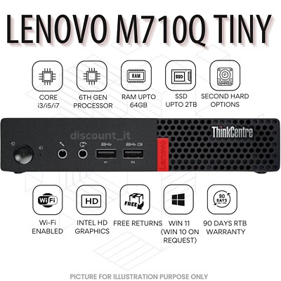 Lenovo ThinkCentre M710Q Tiny PC Core i7 6. Gen 64GB RAM 2TB SSD WLAN Mini PC