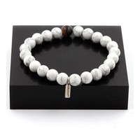 Armband Perlen Howlite Und Tigerauge 8 Mm. Hergestellt In Frankreich.