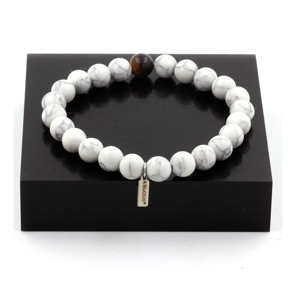 Armband Perlen Howlite Und Tigerauge 8 Mm. Hergestellt In Frankreich.-image