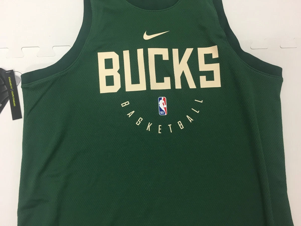 Nike Milwaukee Bucks Dri Fit Jersey Green Cream BQ4907 323 Size