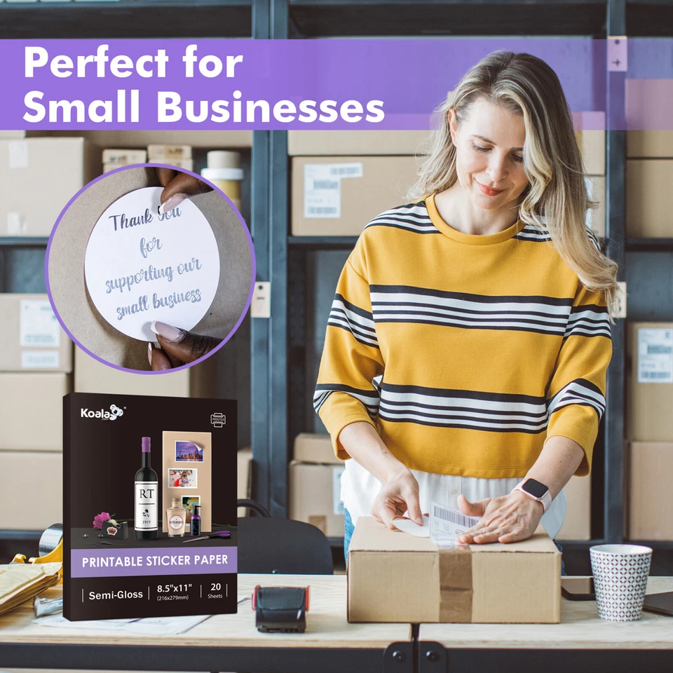 Lot 20-300 Koala Photo Sticker Paper Semi-gloss White for Inkjet & Laser Printer - Image 4 of 4