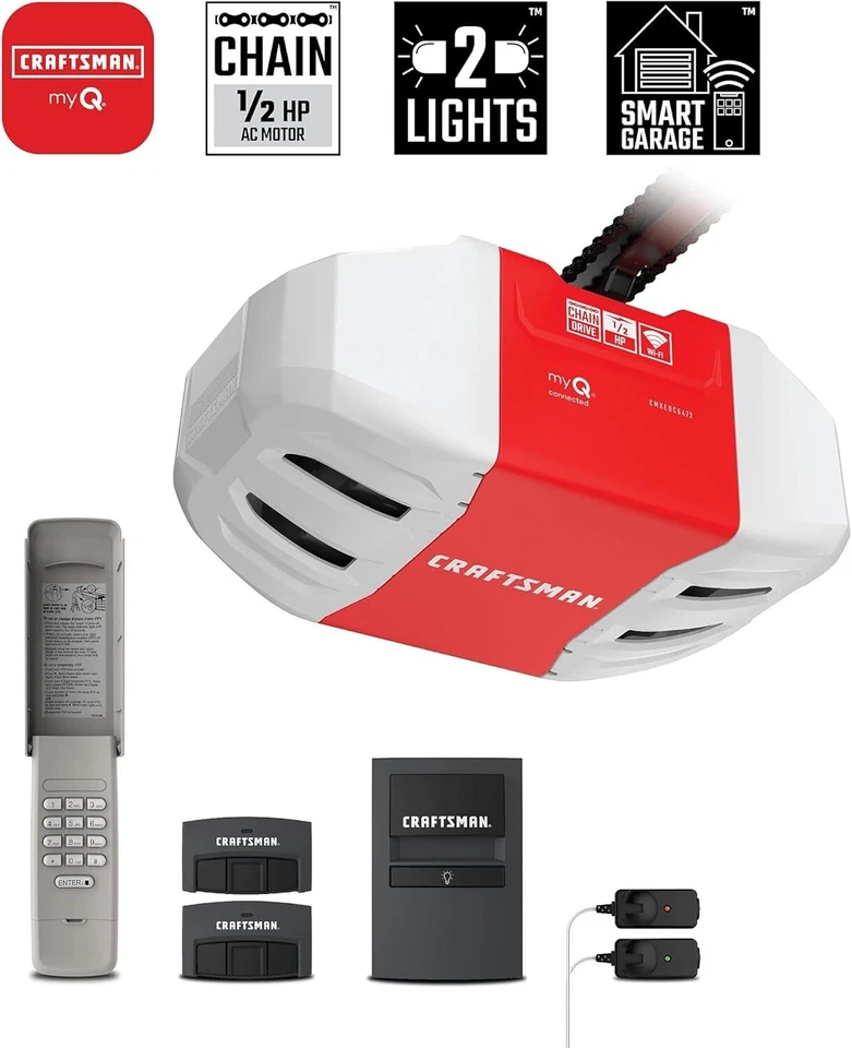 CRAFTSMAN 1/2 HP Smart Garage Door Opener-myQ Smartphone Controlled -Chain Drive - Image 2 of 4