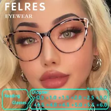 Women Cat Eye Blue Light Blocking Reading Glasses Clear Lens Presbyopic Glasses