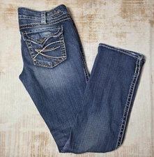 Silver Jeans MCKENZIE Jeans Womens 32x32 Blue Slim Bootcut Stretch Embroidered