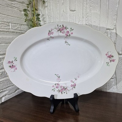 Vintage Moritz Zdekauer Czechoslovakia Porcelain Oval Serving Platter Floral
