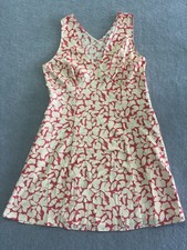 Uniqlo Mini Tank Dress Womens Large White Pink Floral Wide Strap Deep V-Neck